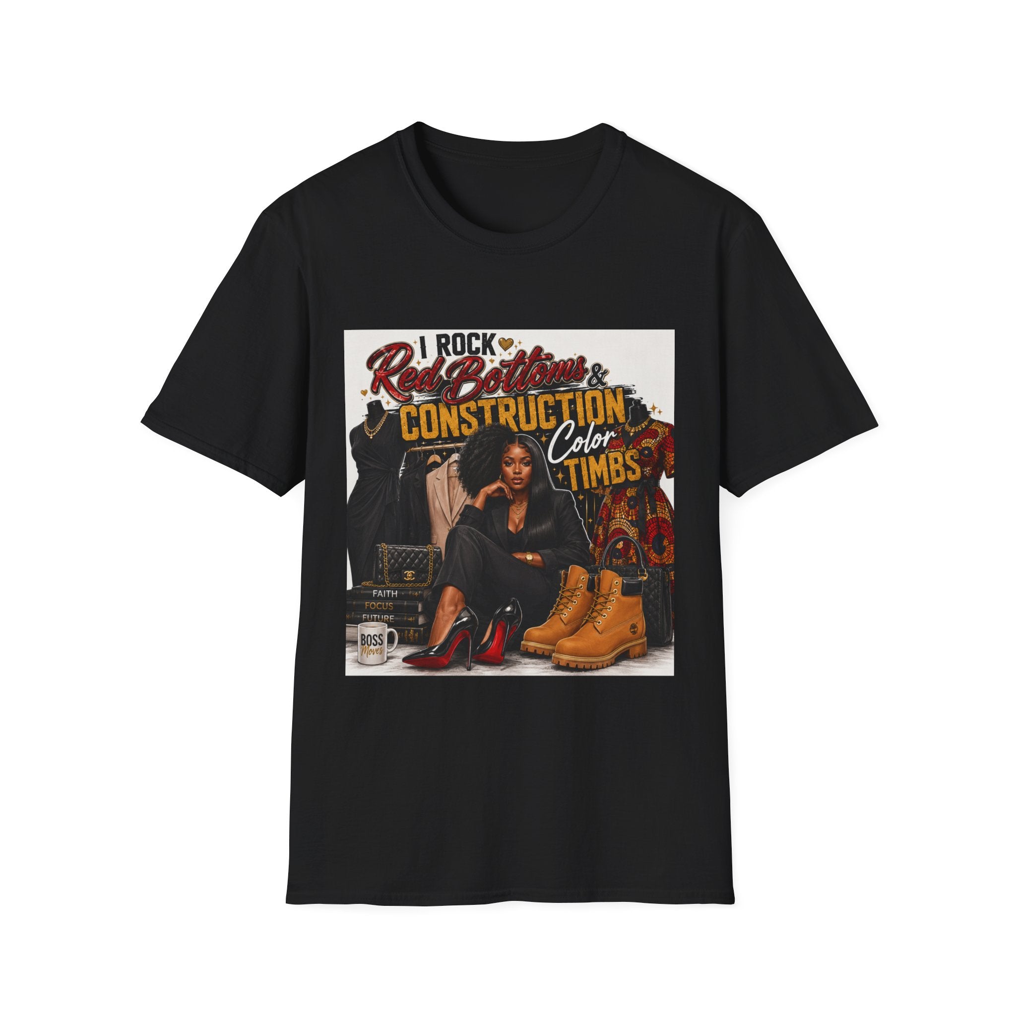 T-Shirt — "I Rock Red Bottoms & Construction Color Timbs" Graphic Tee