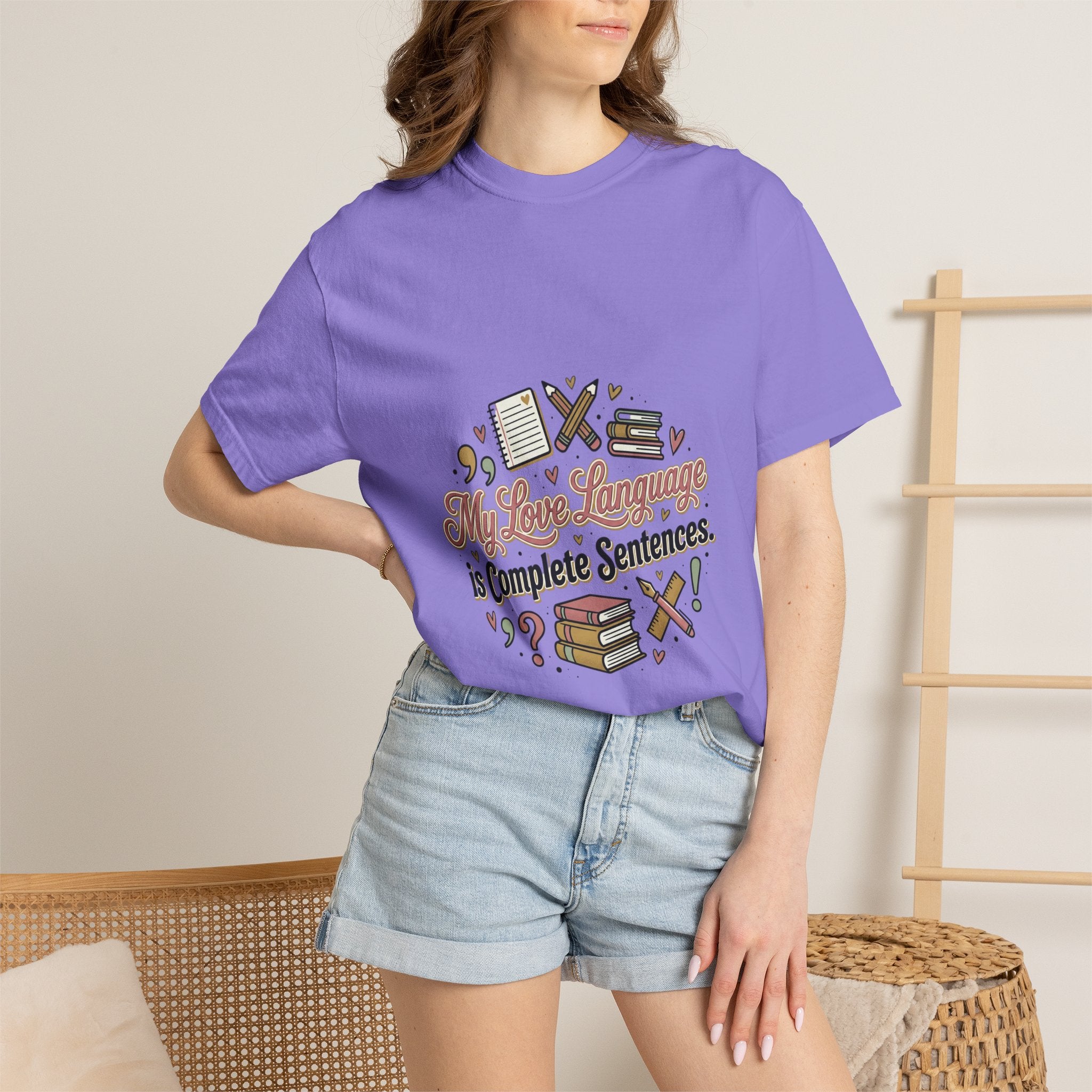 Grammar Lover T-Shirt — "My Love Language is Complete Sentences" Literary Tee