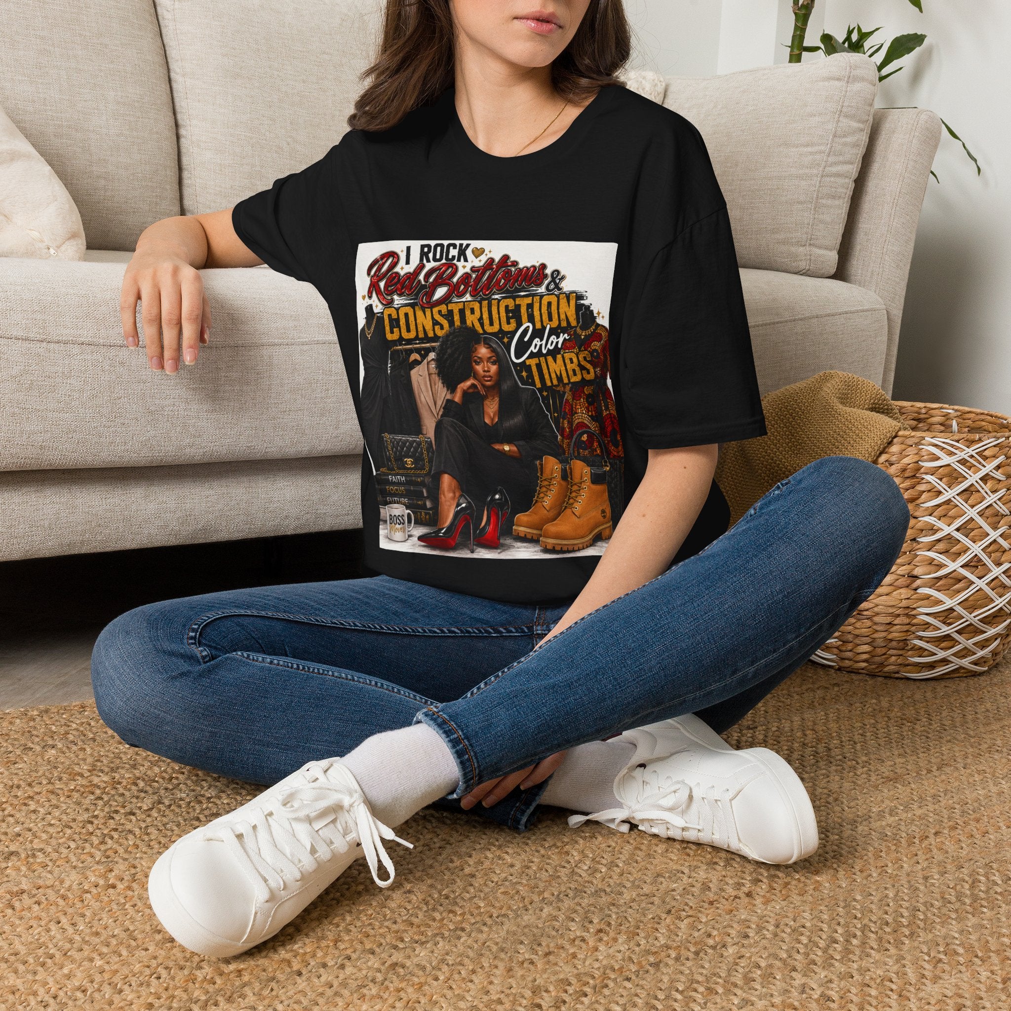 T-Shirt — "I Rock Red Bottoms & Construction Color Timbs" Graphic Tee